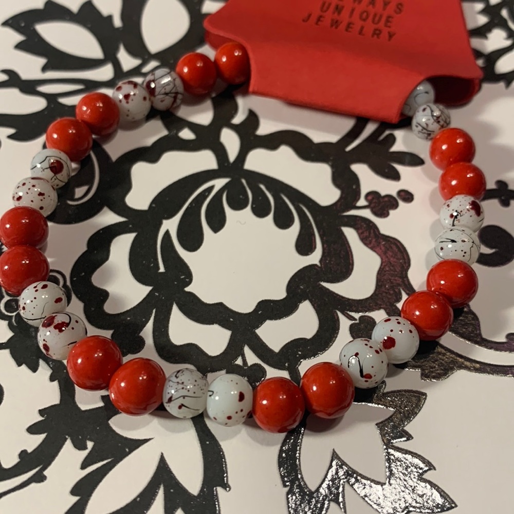 Red blood splatter stretch bracelet